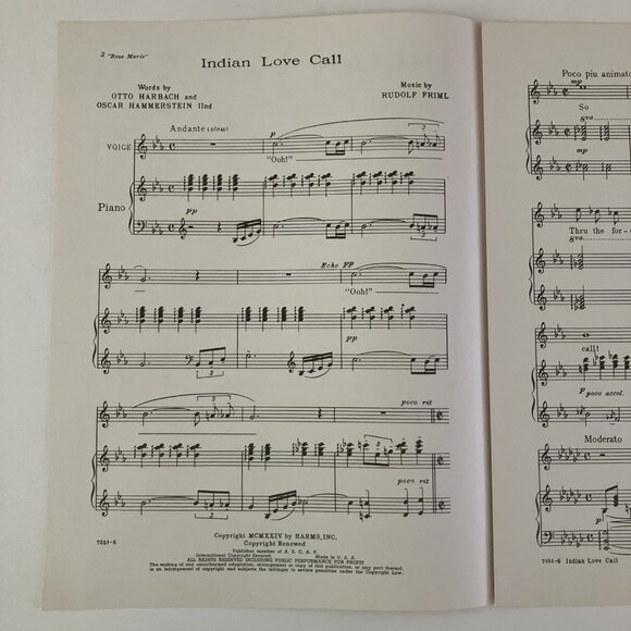 1920s 1930s Vintage Sheet Music  Mickey Rooney Judy Garland Indian Love Call - Picture 15 of 16